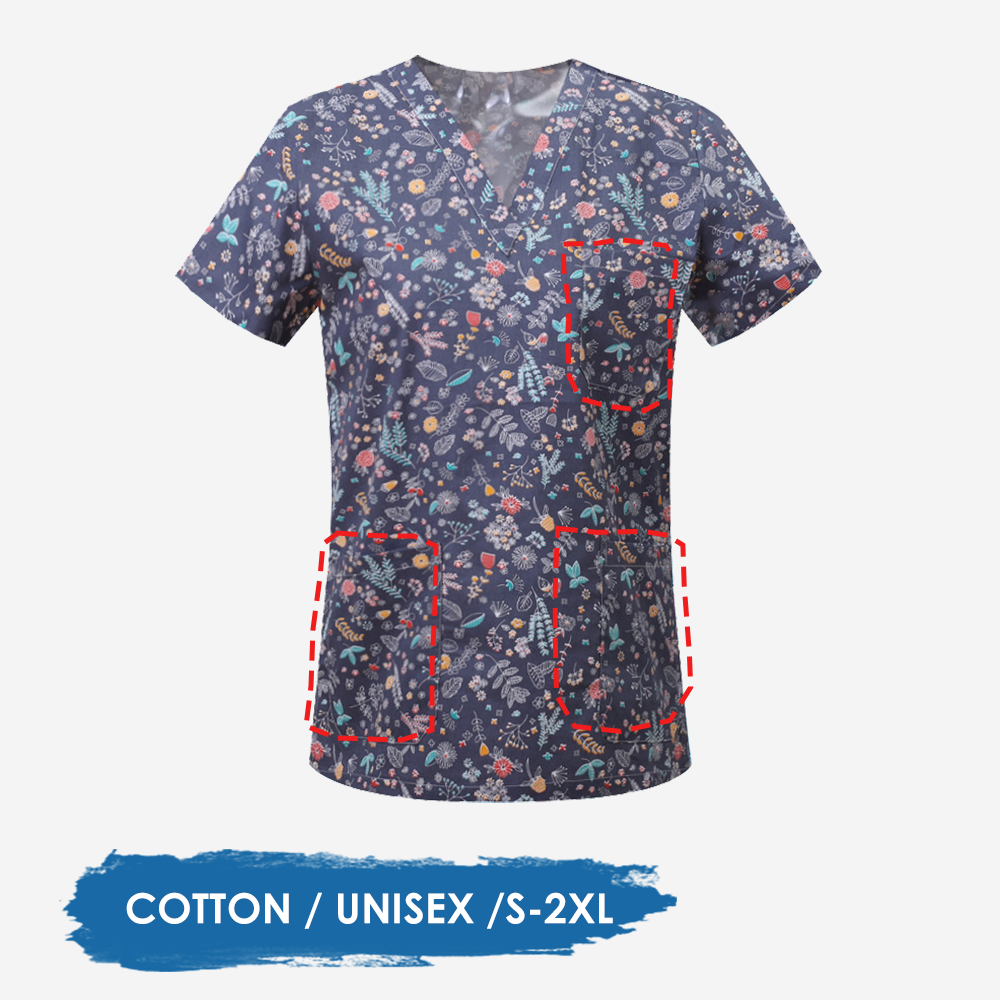 Pet Supplies Jersey - Flowers Scrubs Medical Uniforms Woman Animal