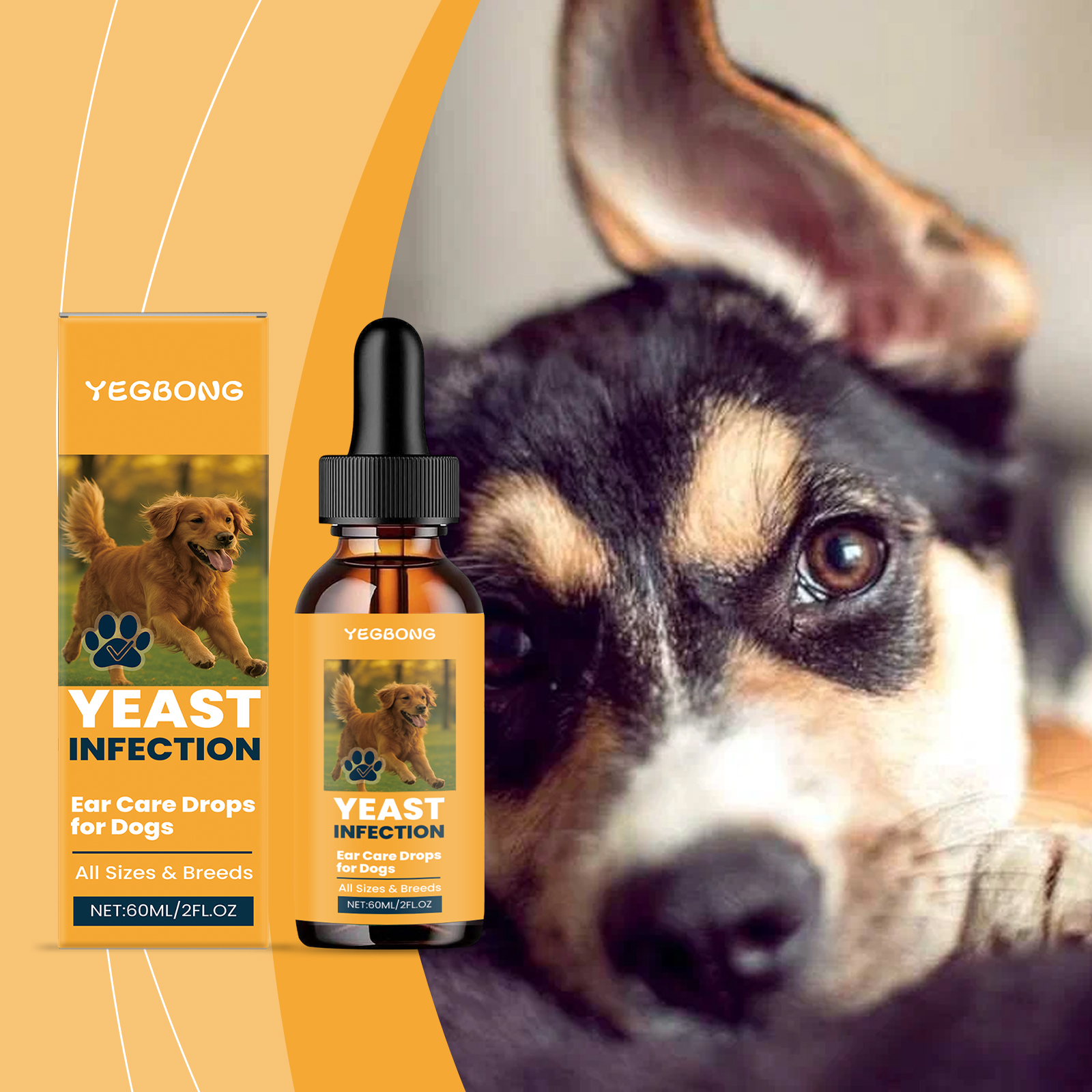 Pet Ear Cleaner - 60ml Dog Ear Care Drops Relieve