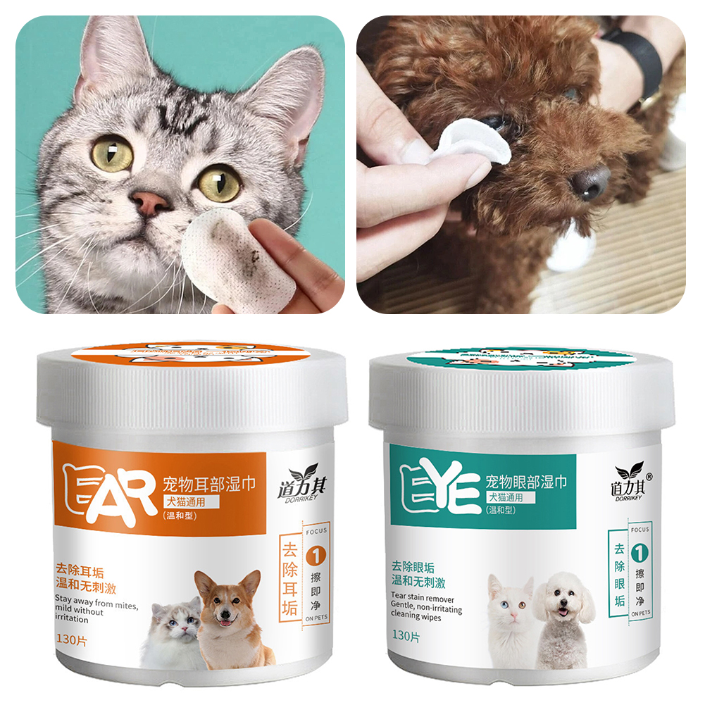 Pet Ear Cleaner - 130pcs Eye Wipe For Dogs Cats,Pet