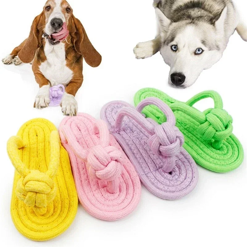 Pet Dental Chew Toy - Dog Chewing Toy Cotton Slipper Rope