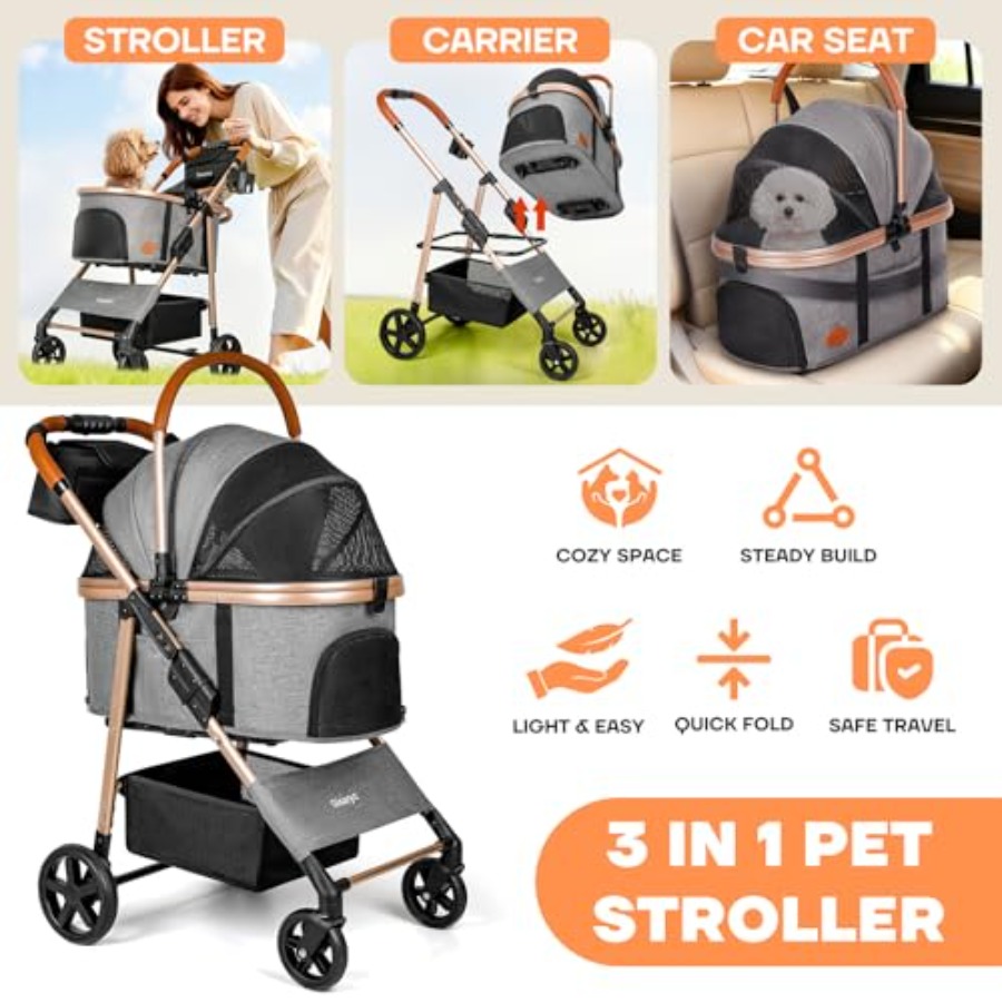 Dog Cat Stroller for Small/Med - огляд і ціна Pet Stroller Carrier