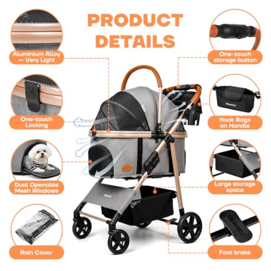 Dog Cat Stroller for Small/Med - огляд і ціна Pet Stroller Carrier