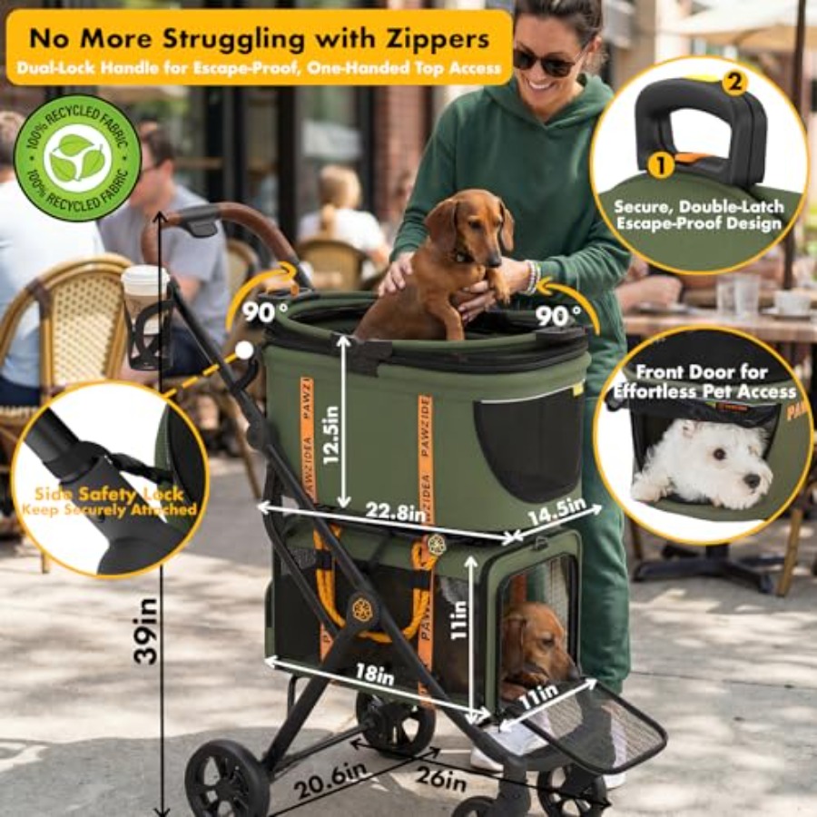 Double pet stroller for travel - огляд і ціна Pet Stroller Carrier
