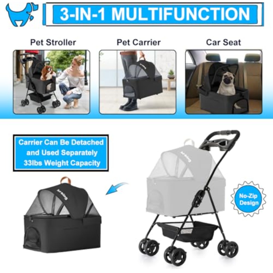 3-in-1 Pet Stroller for Small  - огляд і ціна Pet Stroller Carrier